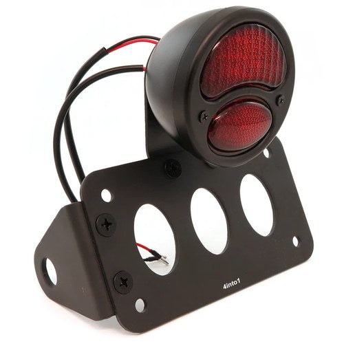 Vintage Model A Style LED Tail Light & Side Mount License Plate Set - Black