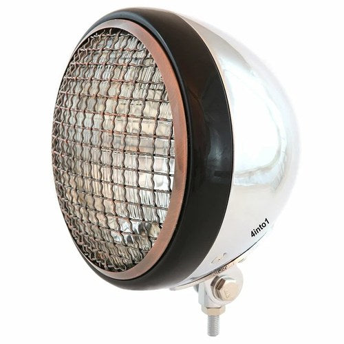 7" Bottom Mount Motorcycle Headlight Chrome Black Bronze Grill Clear H4 Halogen
