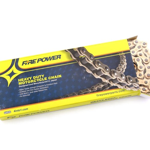 Fire Power Heavy Duty Gold Motorcycle Chain 530 - 120 Link Honda Kawasaki Suzuki