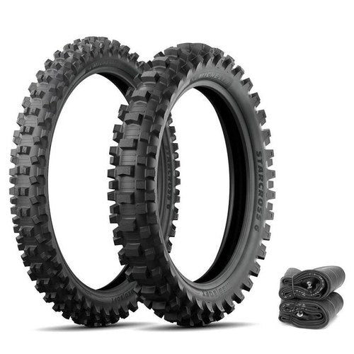 Michelin Starcross 6 Medium Soft Tires & Tubes Set Motocross Honda CRF250R 04-18