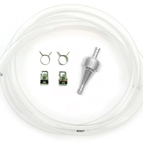 5 Feet SP1 1/4" 6mm Clear Fuel Line Kit w/ Titanium Aluminum Fuel Filter & Clips