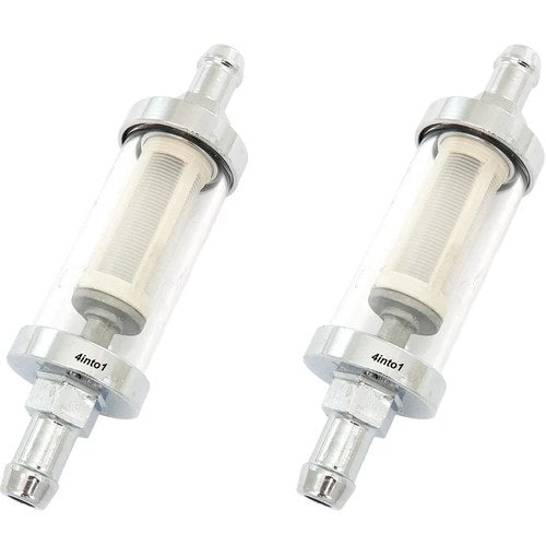 2 Pack Universal Clear Glass Fuel Filters - 3/8" 10mm Gas Petrol Screen