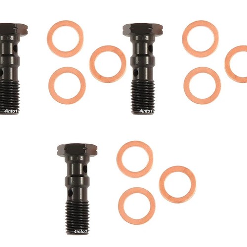 3 Pack Aluminum Double Banjo Bolts With Crush Washers - Black
