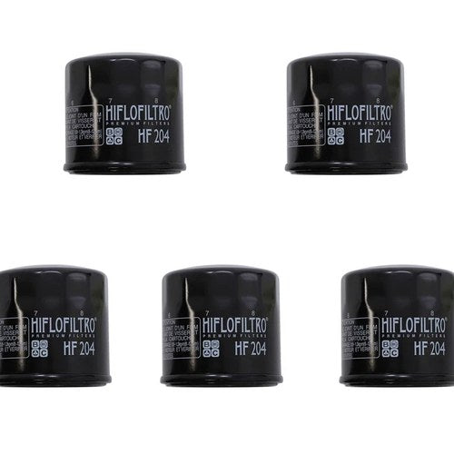 5 Pk Hiflofiltro HF204 OEM Replacement Oil Filters Honda Kawasaki Suzuki Yamaha