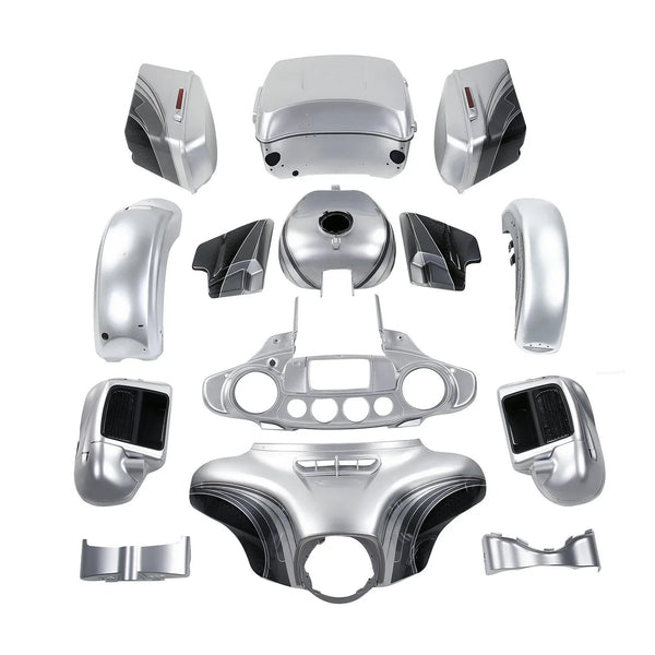 Fairings Bodywork Fit For Harley Electra Glide 14-24 Silver/Black Honeycomb Fade