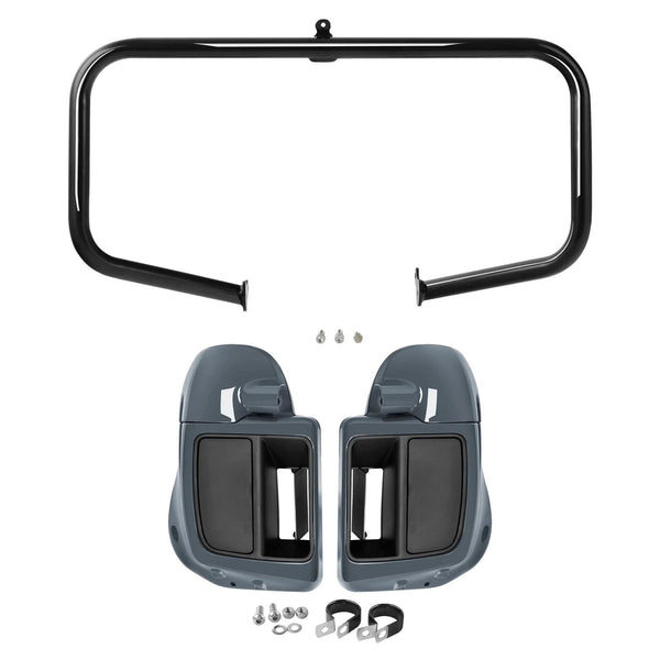 Lower Vented Fairings Engine Guard Bar Fit For Harley Touring 14-23 Gunship Gray