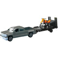 New-Ray 19535A Replica 1:43 TRK/Trailer/Bike Chevy Silver/Bike Orange
