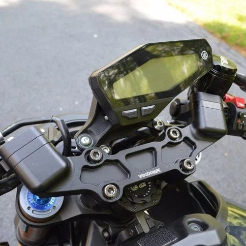 Yamaha 2014-2016 FZ09 1.5" Inch Woodcraft Clipon Adapter Plate With Black Bars