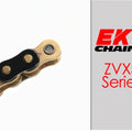 EK ZVX3-530 Motorcycle Chain 120 Links Tensile Strength 11,100 lbs Black / Gold