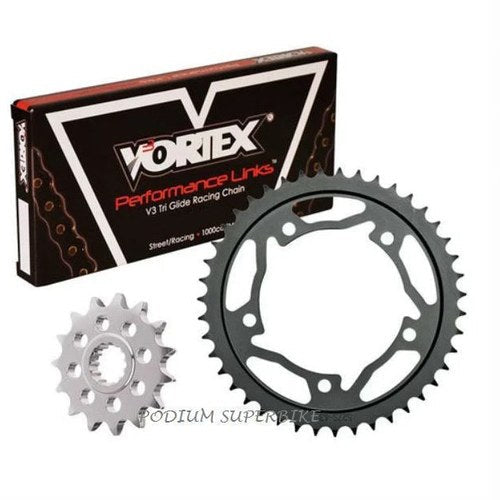 Kawasaki 2006-2021 Ninja 650 Vortex 520 Black Chain & Sprocket Kit 15-46 OEM