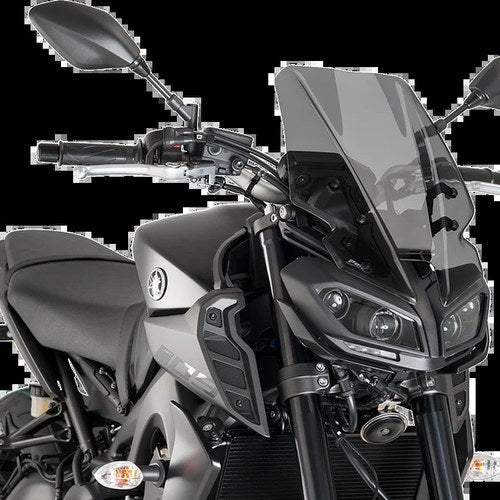 Yamaha 2018-2020 MT-09 Puig Windscreen Next Gen Naked Touring Dark Smoke 16 1/2"