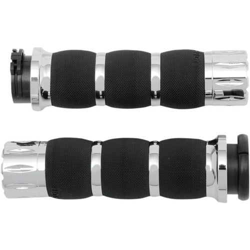 Avon Air Cushion Grips for H-D Motorcycles w/Cable Throttle (RIVAL Chrome)