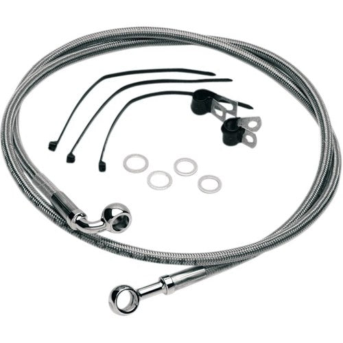 Drag Specialties Front Brake Line - Clear-Coated Stainless Steel | 640115