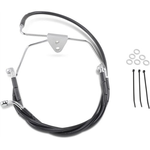 Drag Specialties +2" Brake Line - Front - Black Vinyl - Flh 96-07 | 660411-2BLK