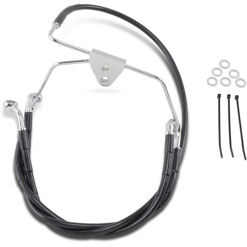 Drag Specialties +4" Brake Line - Front - Black Vinyl - Flh 96-07 | 660411-4BLK