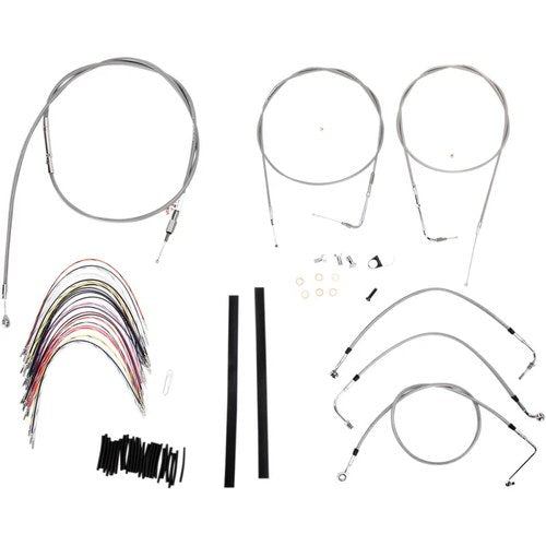 Burly Brand Complete Stainless Braided Handlebar Cable/Brake Line Kit | B30-1081