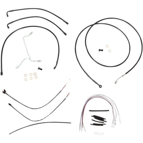 Burly Brand Complete Black Vinyl Handlebar Cable/Brake Line Kit | B30-1114