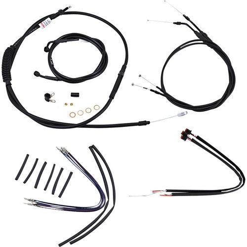 Burly Brand Complete Black Vinyl Handlebar Cable/Brake Line Kit | B30-1108
