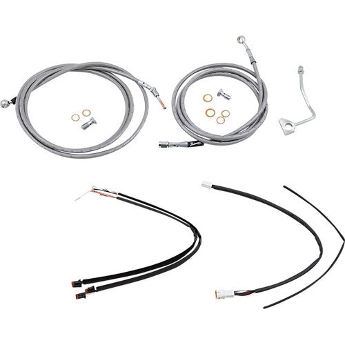 Burly Brand Complete Stainless Braided Handlebar Cable/Brake Line Kit | B30-1167