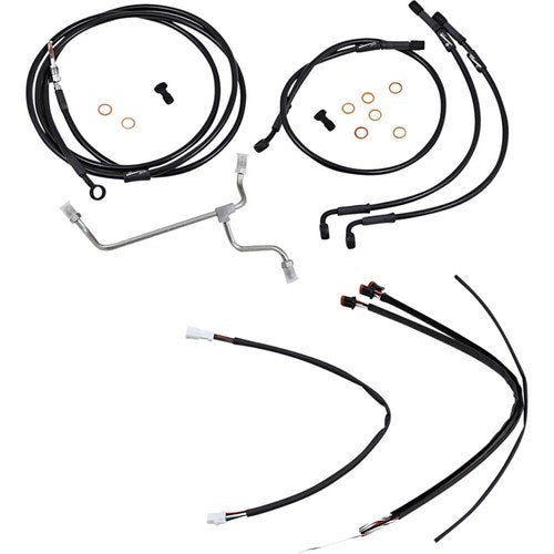 Burly Brand Complete Black Vinyl Handlebar Cable/Brake Line Kit | B30-1182
