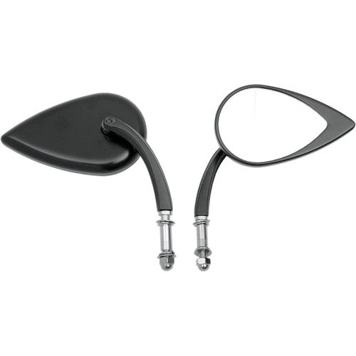 Drag Specialties Mirror - Tear Drop - Black - Short Stem | 0640-0690