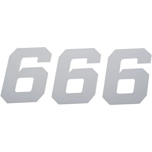 D'Cor Visuals Race Number Plate - #6 - White - 4" | 45-34-6