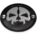 Drag Specialties Point Cover Split Skull - Black - 2 Hole | 78041BB2