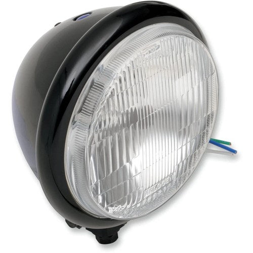 Drag Specialties Bottom Mount H4 Headlight - 5-3/4" - Black | 20-6002BHDG