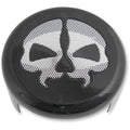 Drag Specialties Horn Cover - Black with Chrome Skull | 78047BB4