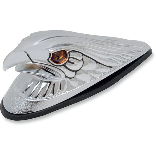Drag Specialties Eagle Head w/Lights - Amber Eyes - Large - Chrome | 72924-SC3