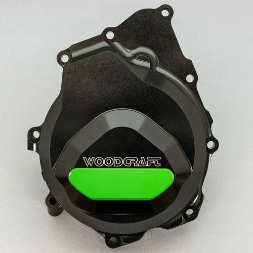 Yamaha R6 2006-2025 Woodcraft Racing Left Side Engine Stator Cover - Green Plate