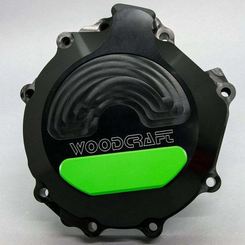 Woodcraft 2006-2010 Kawasaki ZX10R Left Side Engine Stator Cover - Green Plate