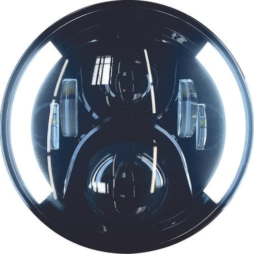 PathFinder 7in High Definition LED Headlights, Black with Partial Halo | HD7DRLB
