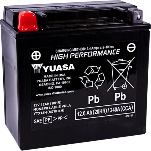 Yuasa Factory-Activated High Performance Maintenance-Free Agm Battery (YTX14H)