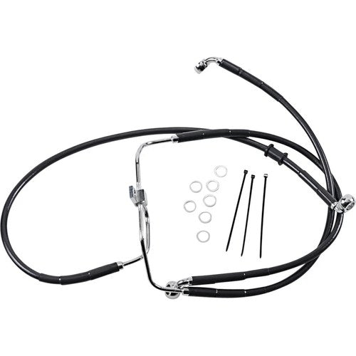 Drag Specialties +6" Brake Line - Front - Black Vinyl - FXDF08-17 | 660325-6BLK