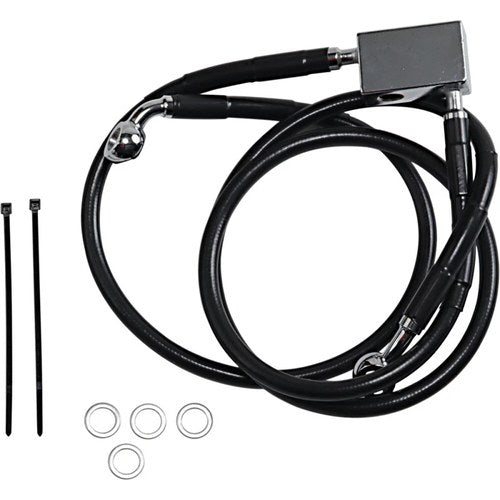 Drag Specialties +3" Brake Line - Rear - Black Vinyl - Sftl 00-3 | 640221-3BLK