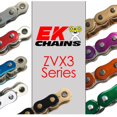EK ZVX3-520 Motorcycle Chain 120 Links Tensile Strength 9400 lbs BLACK/GOLD