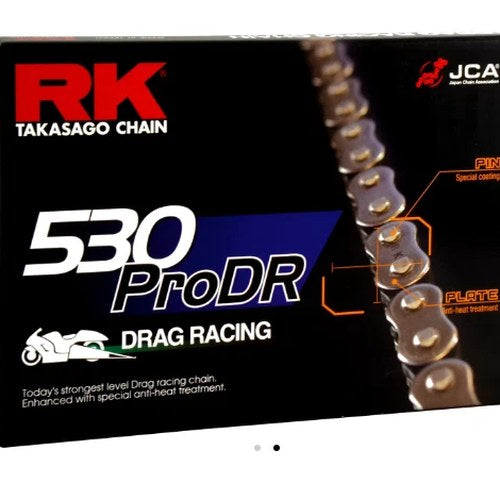 RK Pro Drag Racing 530 Pitch 180 Link Non-Sealed Motorcycle Chain To 350 HP