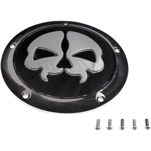 Drag Specialties Split Skull Derby Cover - Black | 78046BB4