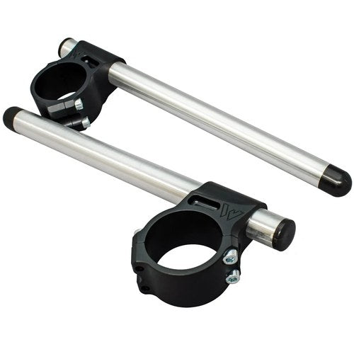 55mm Woodcraft Racing 3 Piece CLIP-ON Clipon Handlebar Kit - 7/8" Silver Bars