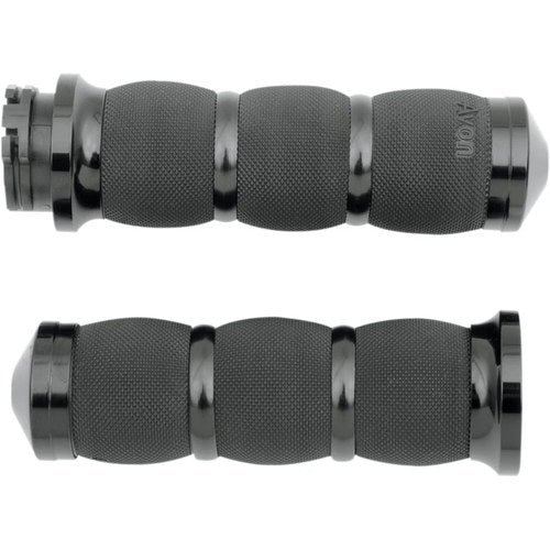 Avon Air Cushion Grips for H-D Motorcycles w/Cable Throttle (Anodized Black)