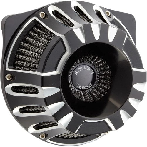 Arlen Ness - 18-917 - Inverted Series Air Cleaner Kit, Deep Cut - Black