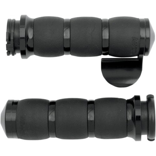 Avon Velvet Air Grips for H-D Motorcycles w/Cable Throttle (THROTTLE Boss Black)