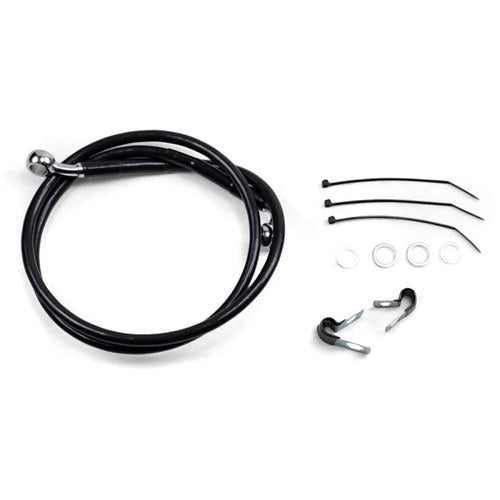 Drag Specialties +2" Brake Line - Front - Black Vinyl - Fxd 00-5 | 640112-2BLK