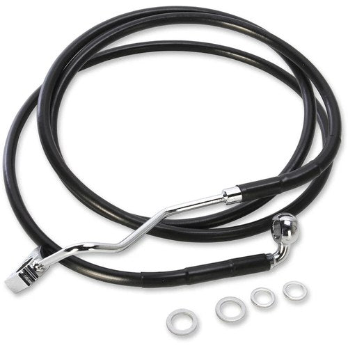 Drag Specialties +6" Brake Line - Front - Black Vinyl - 15+FLTR | 615220-6BLK
