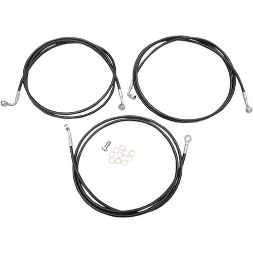 LA Choppers Brake Lines - Black - 18-20 14-16 FL ABS | LA-8052B19B