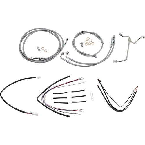 Burly Brand Complete Stainless Braided Handlebar Cable/Brake Line Kit | B30-1157