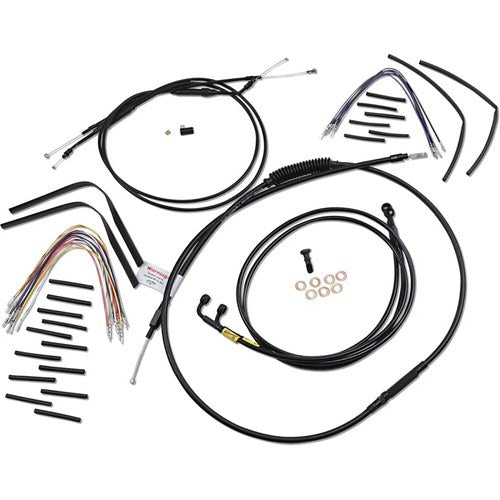 Burly Brand Complete Black Vinyl Handlebar Cable/Brake Line Kit | B30-1192