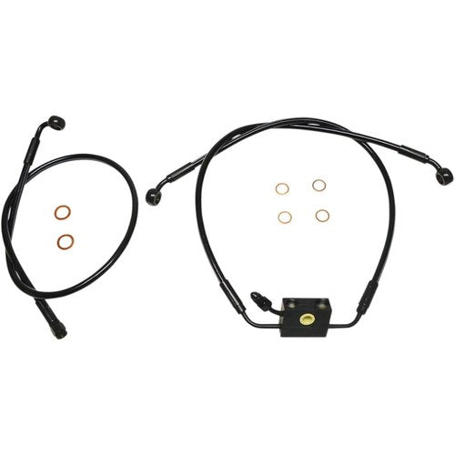 Magnum XR Brake Line Kit - 28" Black/Black Fittings - Softail ABS Dual Disc