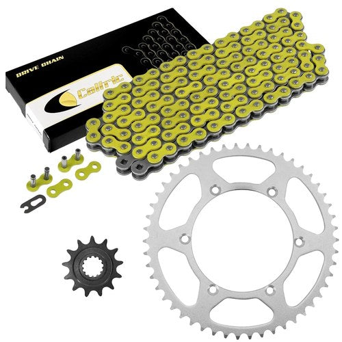 Drive Chain & Sprockets Kit for Kawasaki KX450F 06-17 / KLX450R 08-16 Yellow
